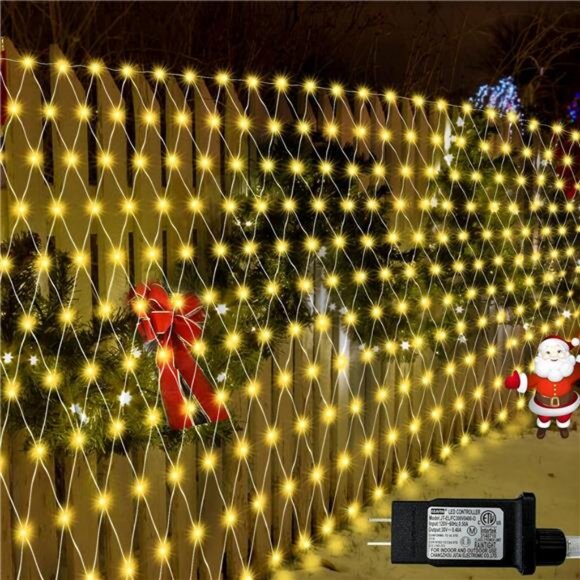 510 LED Christmas Net Lights 27.9ft x 5ft Mesh Lights Outdoor Clear Wire 8 modes - Picture 1 of 7